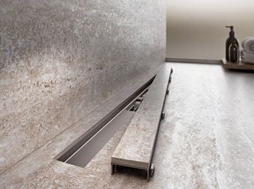 ALCA APZ15 MARBLE sprchový žlab 1050 mm, do prostoru i ke stěně, boční odtok DN 50, rošt pro vložení dlažby, PP/nerez ocel APZ15-1050 Obrázek - fotka