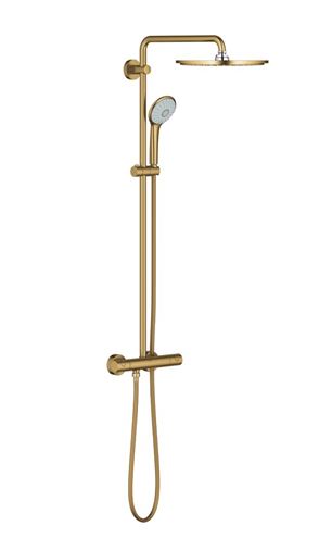 GROHE EUPHORIA SYSTEM 310 sprchový set s termostatickou baterií, horní sprcha, ruční sprcha se 3 proudy, tyč, hadice, kartáčovaný cool sunrise 26075GN0 Obrázek - Hlavní obrázek