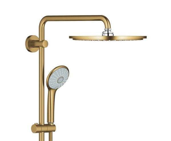 GROHE EUPHORIA SYSTEM 310 sprchový set s termostatickou baterií, horní sprcha, ruční sprcha se 3 proudy, tyč, hadice, kartáčovaný cool sunrise 26075GN0 Obrázek - fotka