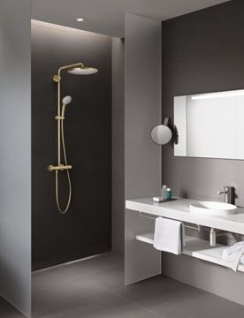 GROHE EUPHORIA SYSTEM 310 sprchový set s termostatickou baterií, horní sprcha, ruční sprcha se 3 proudy, tyč, hadice, kartáčovaný cool sunrise 26075GN0 Obrázek - fotka