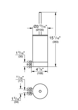 GROHE SELECTION WC štětka nástěnná, sklo/kartáčovaný hard graphite 41076AL0 Technický nákres