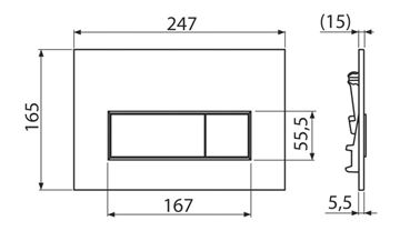 ALCA THIN M57 ovládací tlačítko pro dvě splachování, plast, matný red gold M57-RG-M Technický nákres
