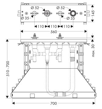 AXOR montážní těleso DN15 15481180 Technický nákres
