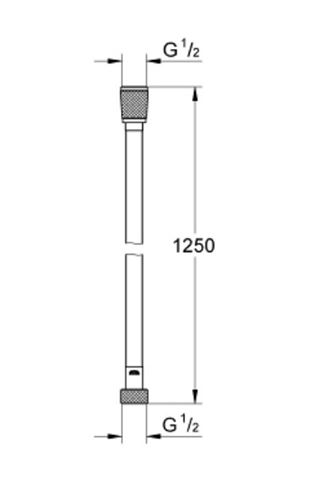 GROHE SILVERFLEX sprchová hadice 1250 mm, hladká, TwistStop, AntiFold, plast, supersteel 28362DC1 Technický nákres