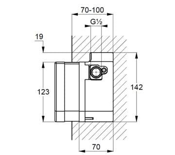 KLUDI podomítkové těleso DN15 38001 Technický nákres