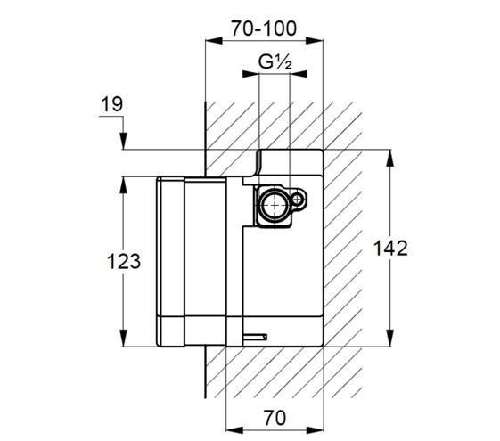 KLUDI podomítkové těleso DN15 38001 Technický nákres