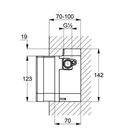 KLUDI podomítkové těleso DN15 38003 Technický nákres