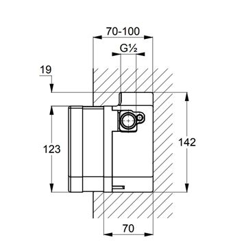 KLUDI podomítkové těleso DN15 38003 Technický nákres
