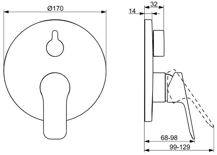 HANSA PINTO podomítková baterie, pro 2 spotřebiče, chrom 80559003 Technický nákres