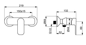 HANSA BASIC sprchová nástěnná baterie, chrom 55450103 Technický nákres