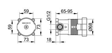 KEUCO IXMO podomítkové těleso DN15 59552000170 Technický nákres