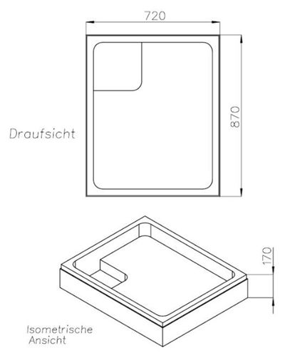 CONCEPT 100 vaničkový nosič 900x750x65mm, polystyren SD 25724 Technický nákres