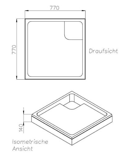 CONCEPT 200 vaničkový nosič 800x800x25mm, polystyren SD 25725 Technický nákres