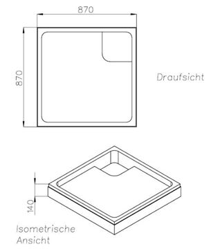 CONCEPT 200 vaničkový nosič 1000x1000x25mm, polystyren SD 25727 Technický nákres