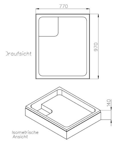 CONCEPT 200 vaničkový nosič 1000x800x25mm, polystyren SD 25729 Technický nákres