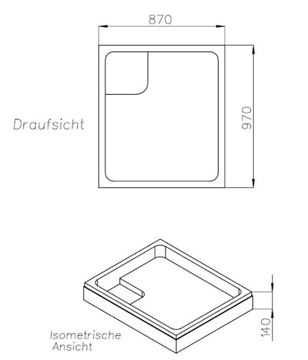 CONCEPT 200 vaničkový nosič 1000x900x25mm, polystyren SD 25730 Technický nákres