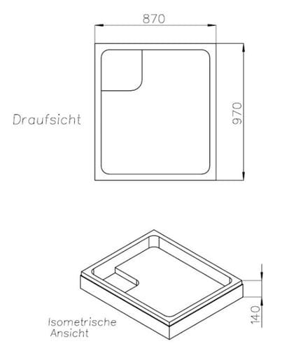 CONCEPT 200 vaničkový nosič 1000x900x25mm, polystyren SD 25730 Technický nákres