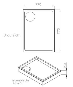 CONCEPT 200 vaničkový nosič 1200x800x25mm, polystyren SD 25731 Technický nákres