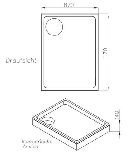 CONCEPT 200 vaničkový nosič 1200x900x25mm, polystyren SD 25732 Technický nákres