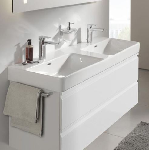 LAUFEN PRO S dvojumyvadlo 130 cm, se 2 otvory pro baterie a přepadem H8149680001041 Obrázek - fotka