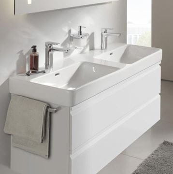 LAUFEN PRO S dvojumyvadlo 130 cm, se 2 otvory pro baterie a přepadem H8149680001041 Obrázek - fotka
