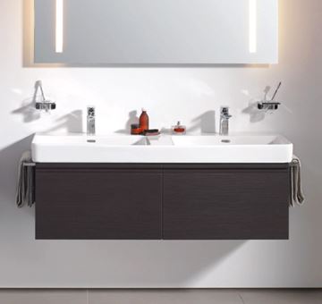 LAUFEN PRO S dvojumyvadlo 130 cm, se 2 otvory pro baterie a přepadem H8149680001041 Obrázek - fotka