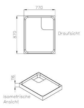 CONCEPT 200 vaničkový nosič 900x800x25mm, extra plochý, polystyren SD 25710 Technický nákres