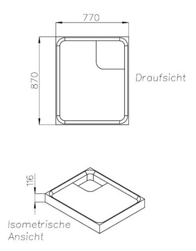 CONCEPT 200 vaničkový nosič 900x800x25mm, extra plochý, polystyren SD 25710 Technický nákres