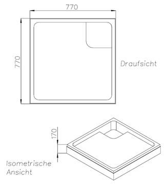 CONCEPT 100 vaničkový nosič 800x800x65mm, extra plochý, polystyren SD 90220 Technický nákres