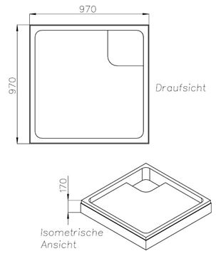 CONCEPT 100 vaničkový nosič 1000x1000x65mm, extra plochý, polystyren SD 90230 Technický nákres