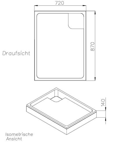 CONCEPT 100 vaničkový nosič 900x750x25mm, extra plochý, polystyren SD 90224 SF Technický nákres