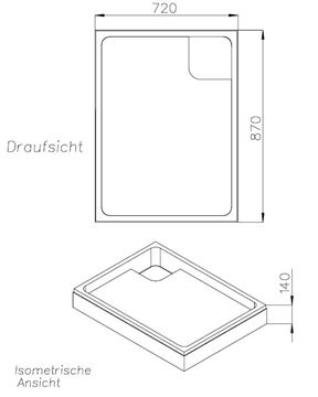 CONCEPT 100 vaničkový nosič 900x750x25mm, extra plochý, polystyren SD 90224 SF Technický nákres