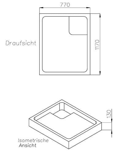 CONCEPT 100 vaničkový nosič 1200x800x35mm, extra plochý, polystyren SD 90231 SF Technický nákres