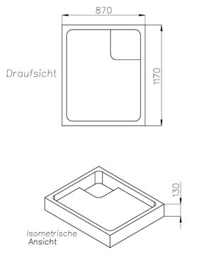 CONCEPT 100 vaničkový nosič 1200x900x35mm, extra plochý, polystyren SD 90232 SF Technický nákres