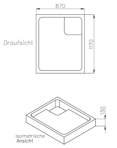 CONCEPT 100 vaničkový nosič 1200x900x35mm, extra plochý, polystyren SD 90232 SF Technický nákres