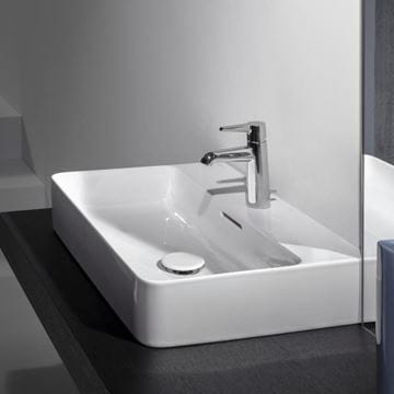 LAUFEN VAL umyvadlo na desku 65 cm, s otvorem pro baterii a přepadem, broušené, LCC H8162844001041 Obrázek - fotka