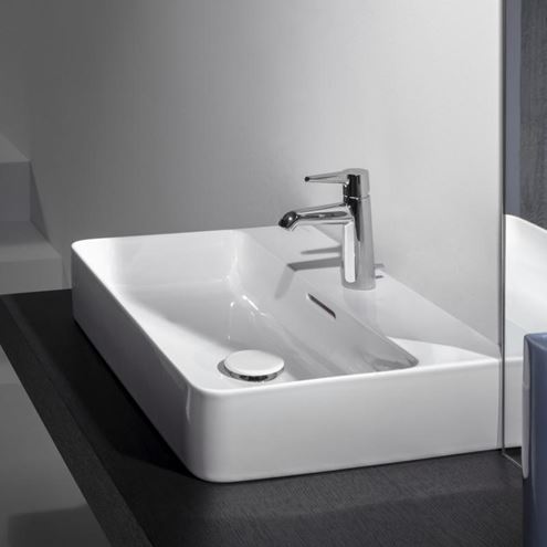 LAUFEN VAL umyvadlo na desku 65 cm, s otvorem pro baterii a přepadem, broušené, LCC H8162844001041 Obrázek - fotka