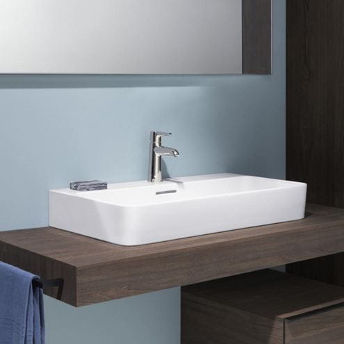 LAUFEN VAL umyvadlo na desku 65 cm, s otvorem pro baterii a přepadem, broušené, LCC H8162844001041 Obrázek - fotka