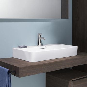 LAUFEN VAL umyvadlo na desku 65 cm, s otvorem pro baterii a přepadem, broušené, LCC H8162844001041 Obrázek - fotka