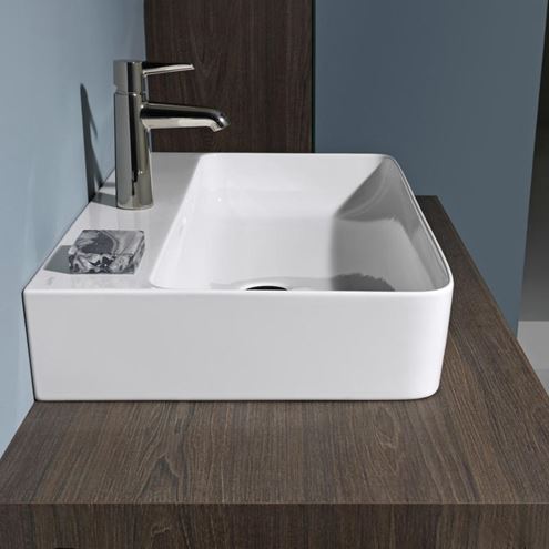 LAUFEN VAL umyvadlo na desku 60 cm, s otvorem pro baterii a přepadem, broušené H8162830001041 Obrázek - fotka