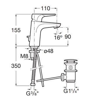 ROCA ATLAS umyvadlová stojánková baterie, s odtokovou soupravou