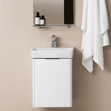 LAUFEN BASE skříňka pod umývátko 41,5x32,1x51,5 cm, 1 dvířka, panty vlevo, matná bílá H4021111102601 Obrázek - fotka