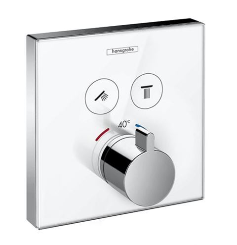HANSGROHE SHOWER SELECT GLASS podomítková termostatická baterie, pro 2 spotřebiče, bílá/chrom 15738400 Obrázek - Hlavní obrázek