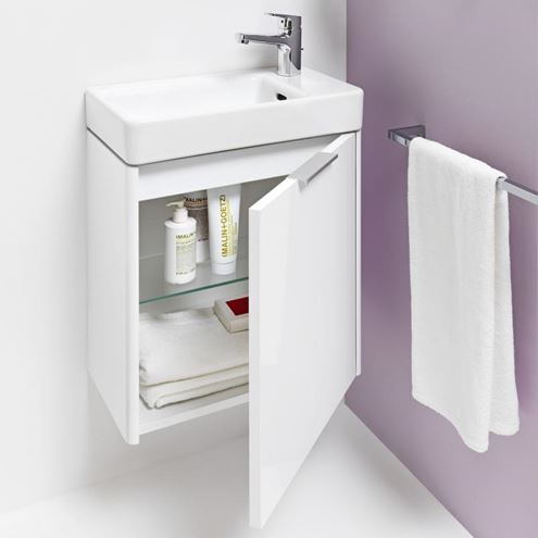 LAUFEN BASE skříňka pod umývátko 46x26,7x51,5 cm, 1 dvířka, panty vpravo, matná bílá H4021021102601 Obrázek - fotka