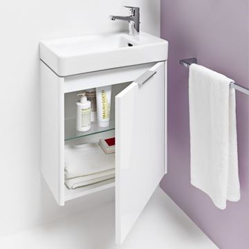 LAUFEN BASE skříňka pod umývátko 46x26,7x51,5 cm, 1 dvířka, panty vpravo, matná bílá H4021021102601 Obrázek - fotka