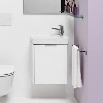 LAUFEN BASE skříňka pod umývátko 46x26,7x51,5 cm, 1 dvířka, panty vpravo, matná bílá H4021021102601 Obrázek - fotka