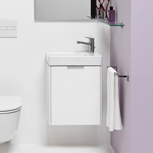 LAUFEN BASE skříňka pod umývátko 46x26,7x51,5 cm, 1 dvířka, panty vpravo, matná bílá H4021021102601 Obrázek - fotka