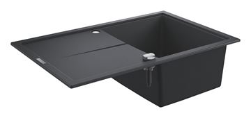 GROHE K400 kompozitní dřez 780x500 mm, otočný, 2 otvory, odkapávač, granitová černá