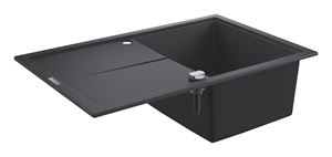 GROHE K400 kompozitní dřez 780x500 mm, otočný, 2 otvory, odkapávač, granitová černá