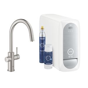 GROHE BLUE HOME dřezová baterie Connected, s filtračním a chladícím zařízením, supersteel